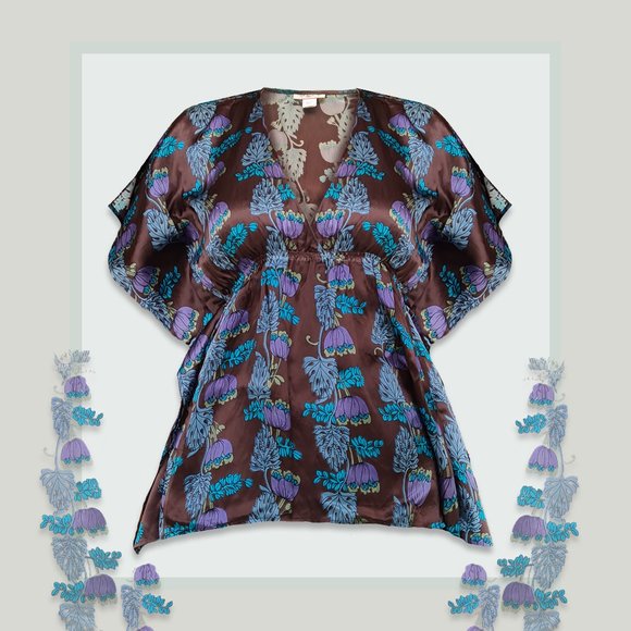 Lux Tops - Size- XS, Lux printed kaftan style satin top